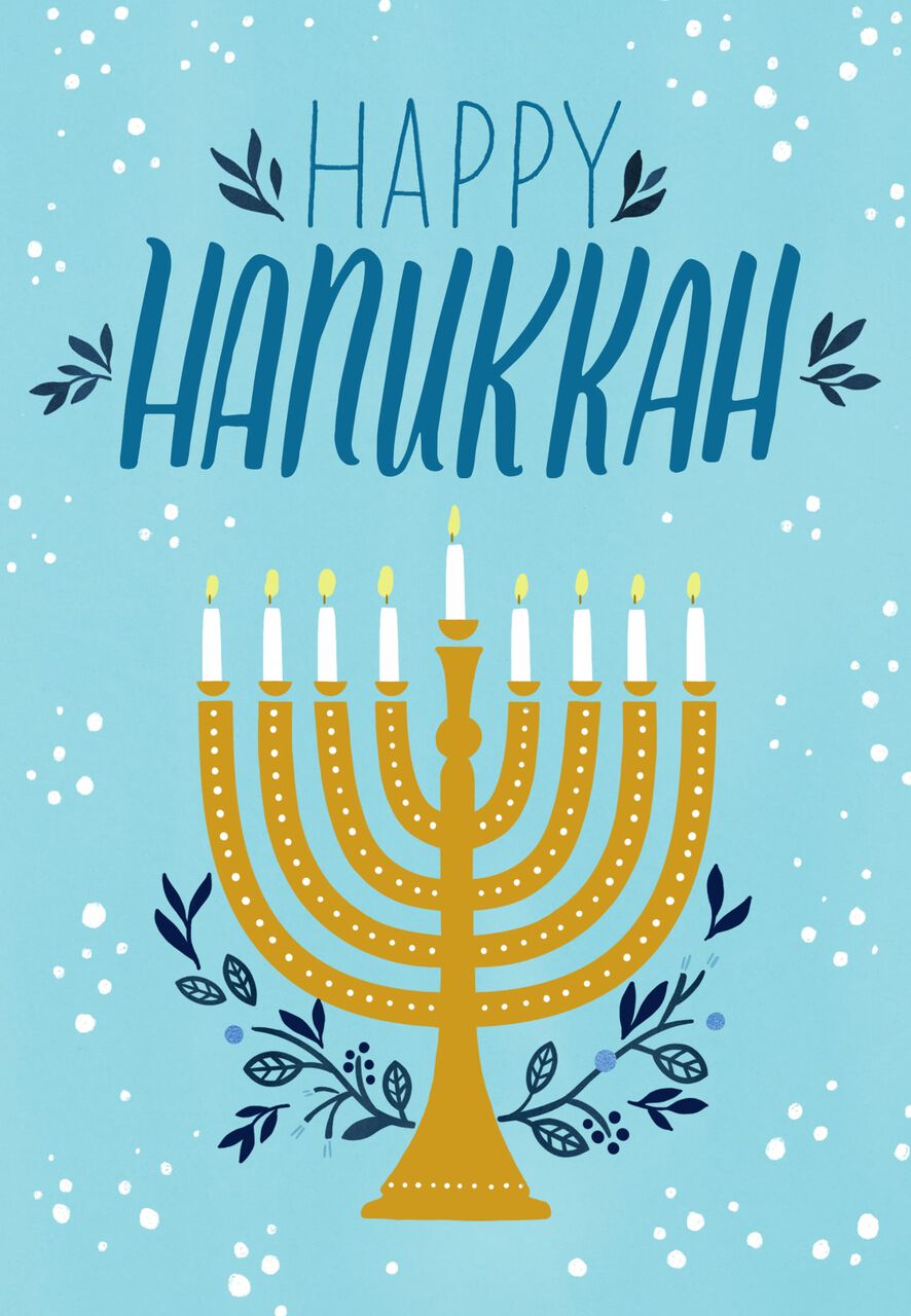 Illustrated Menorah Hanukkah Card