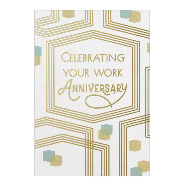Gold Celebration Work Anniversary Card