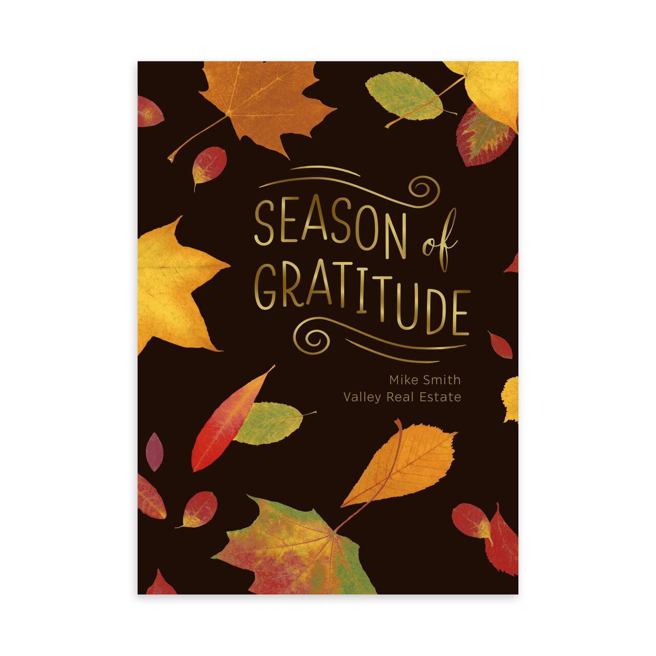 Maple Leaves & Gold Gratitude Customizable Thanksgiving Card image number 0