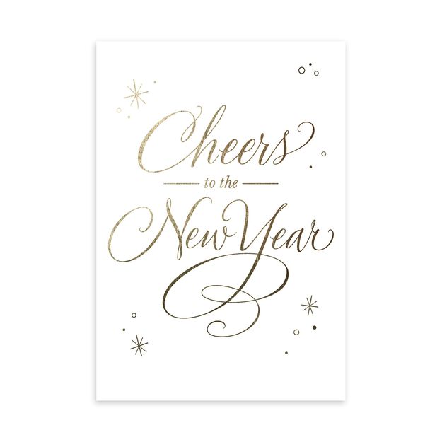 Gold & White Cheers New Year Card