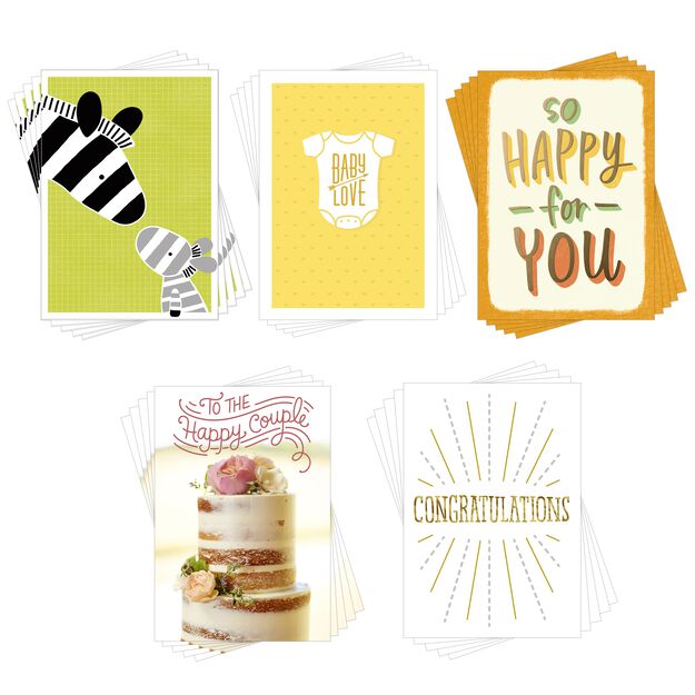 Wedding & Baby Assorted Celebration Cards 25 Pack