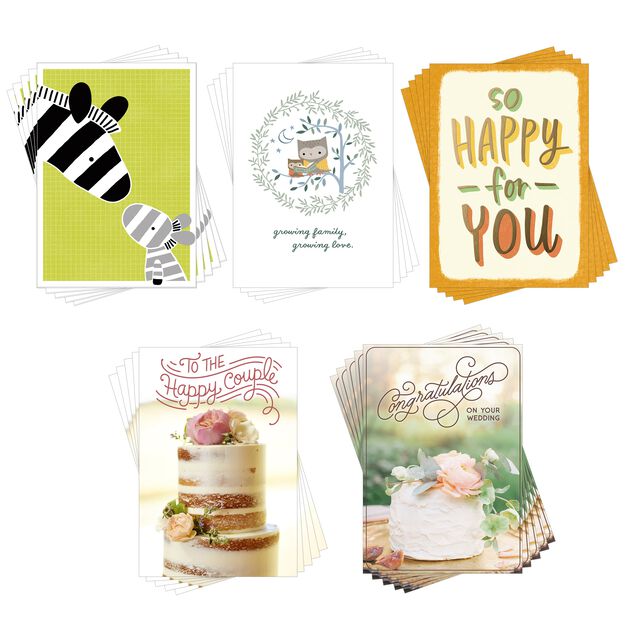 Wedding & Baby Assorted Celebration Cards 25 Pack