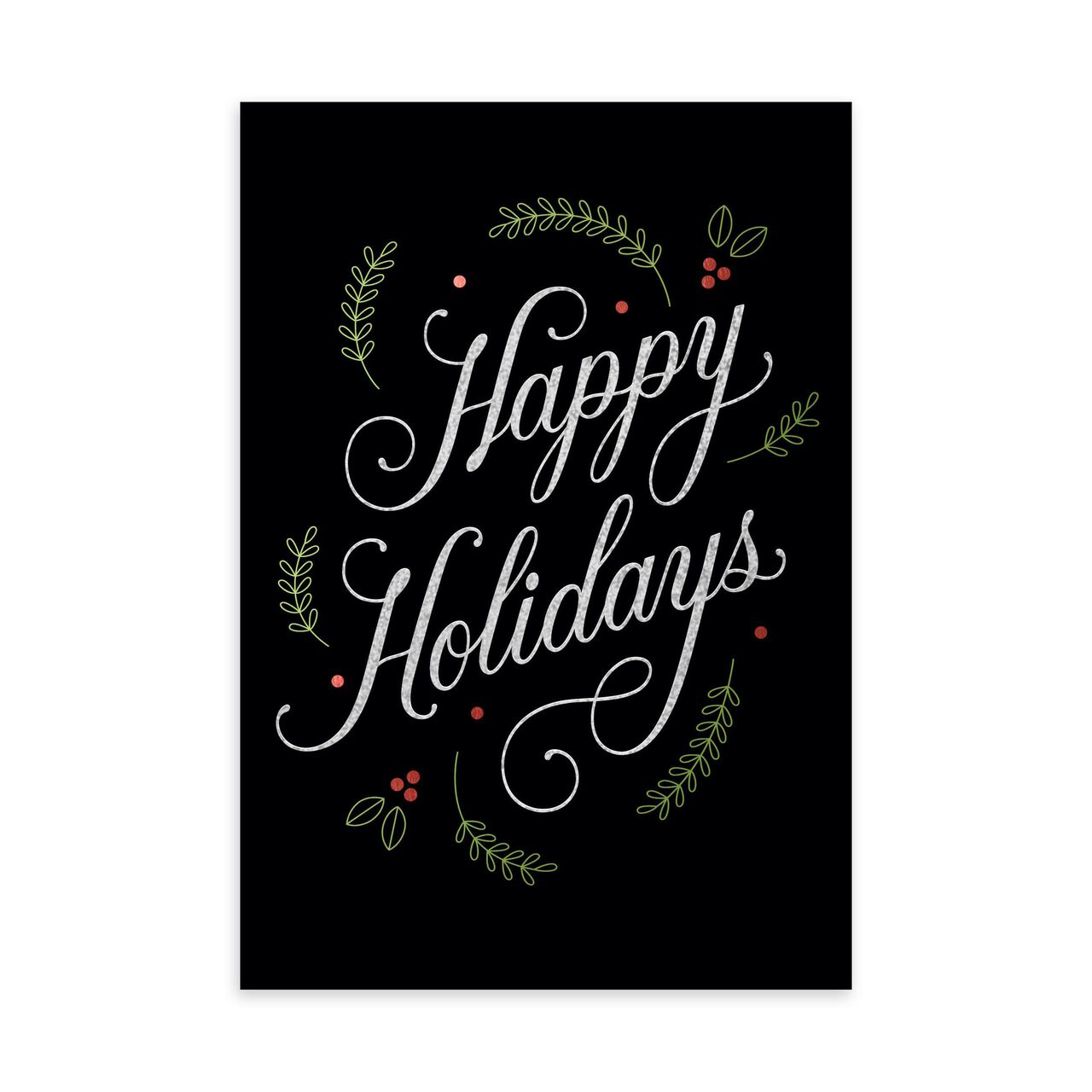 Glitter Letters & Green Holly Happy Holidays Card image number 0