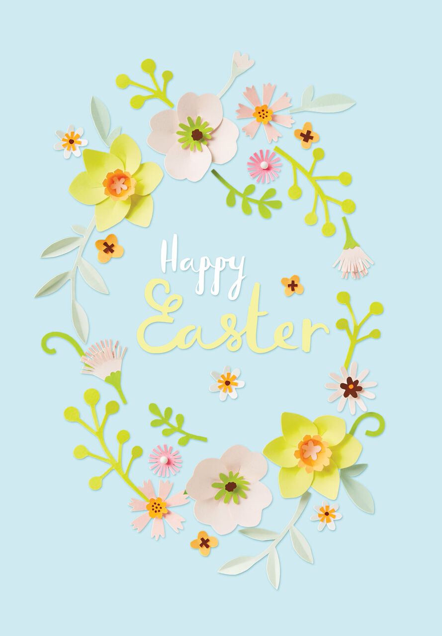 Paper Flowers Wreath Easter Card