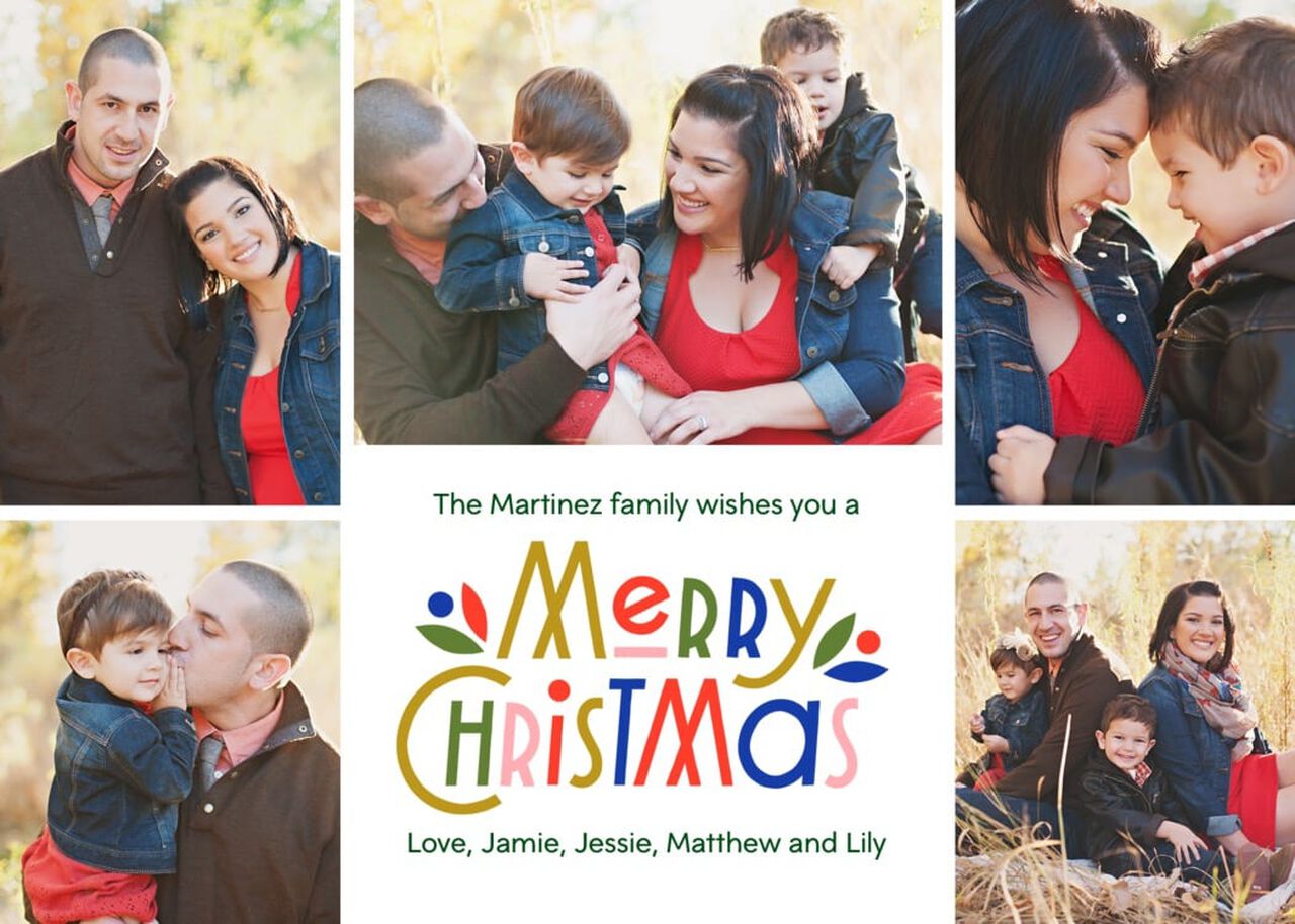 Colorful Merry Christmas Multi Photo Card