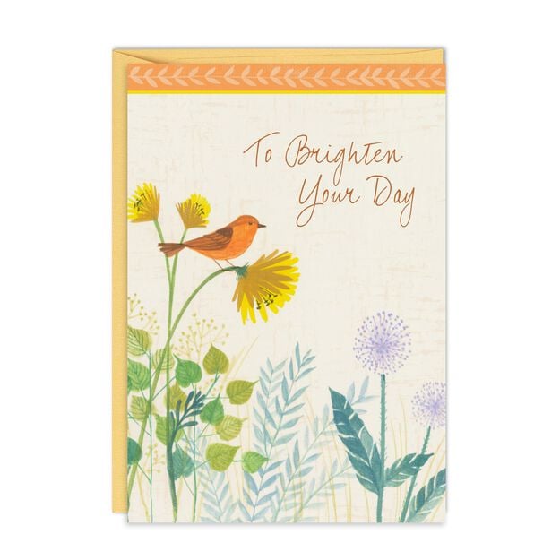 Bird & Flowers Caring Thoughts Card
