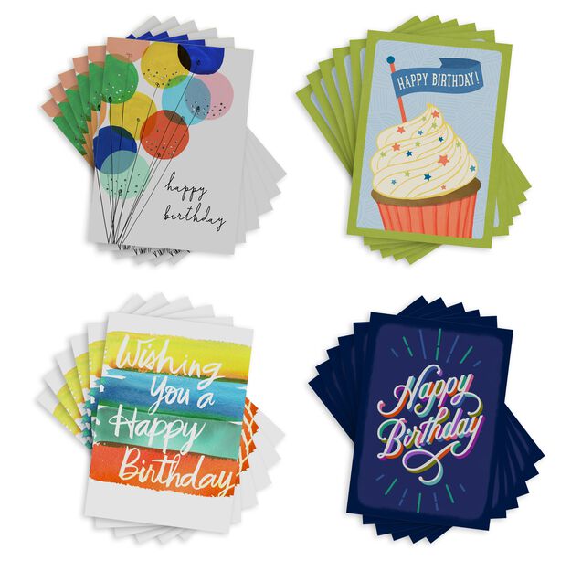Colorful Celebration Assorted Birthday Cards 100 Pack