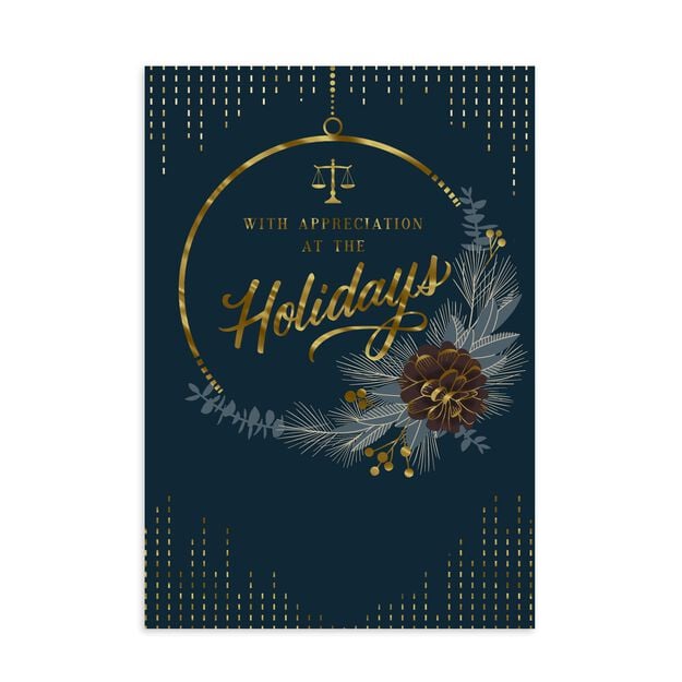 With Appreciation Scales of Justice Holiday Card