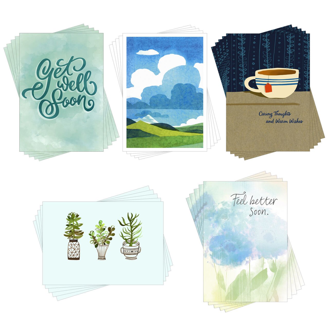 Caring Thoughts, Feel Better Assorted Care & Concern Cards 25 Pack image number 0