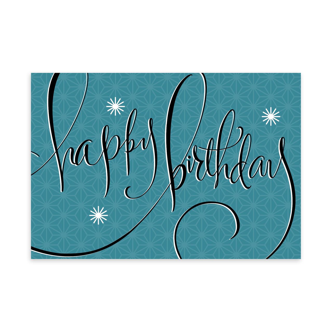 Blue Retro Stars, Elegant Letters Birthday Card image number 0