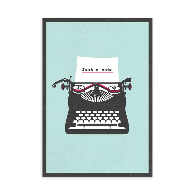 Typewriter on Blue Just Because Card