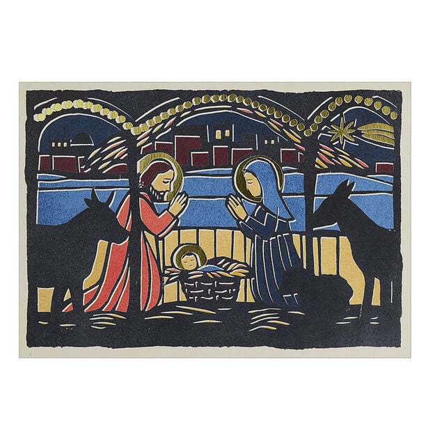 Peaceful Manger Religious Christmas Card