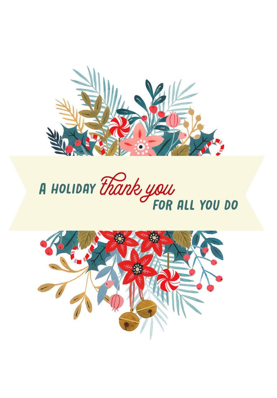 Seasonal Bouquet Holiday Employee Appreciation Card