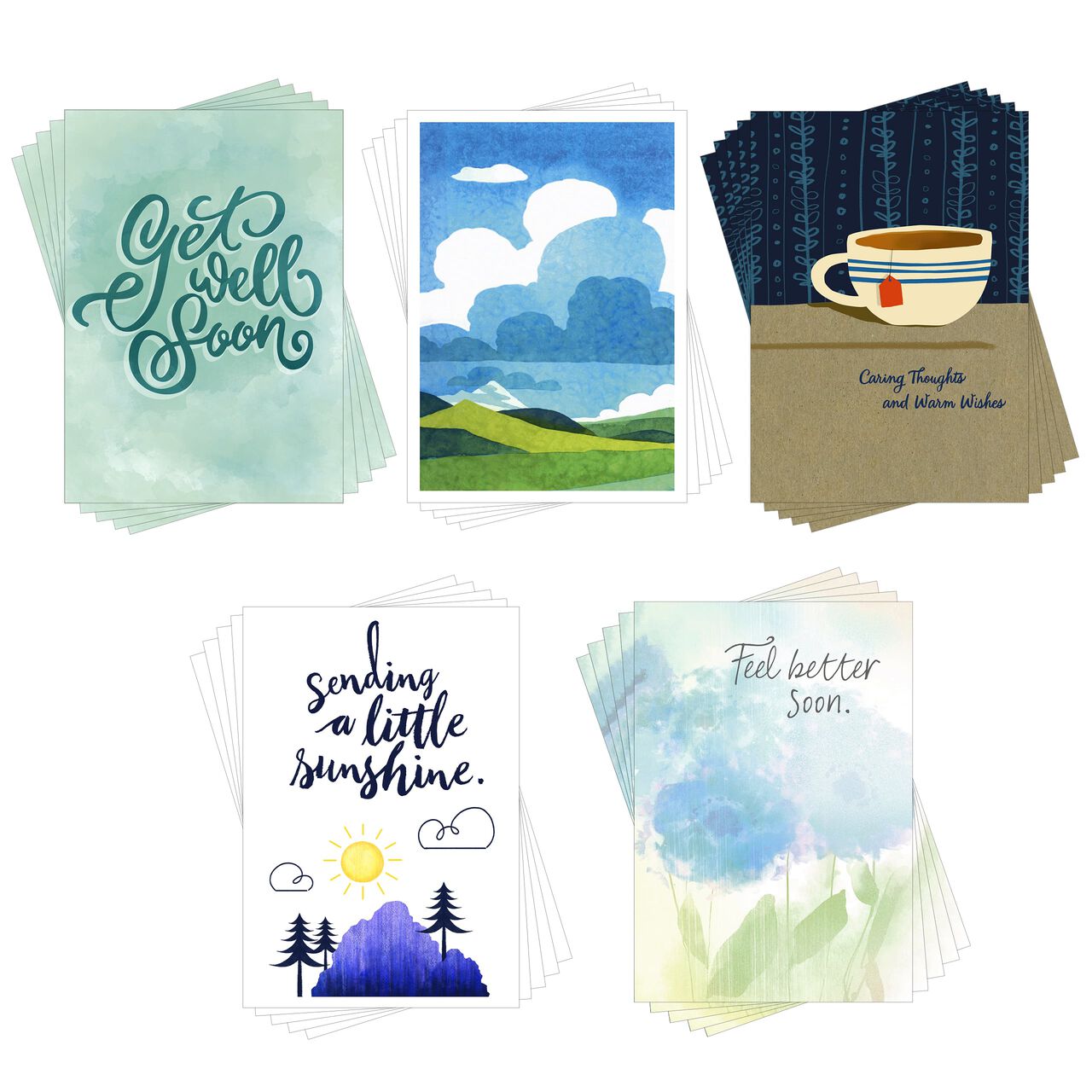 Caring Thoughts, Feel Better Assorted Care & Concern Cards 25 Pack image number 0