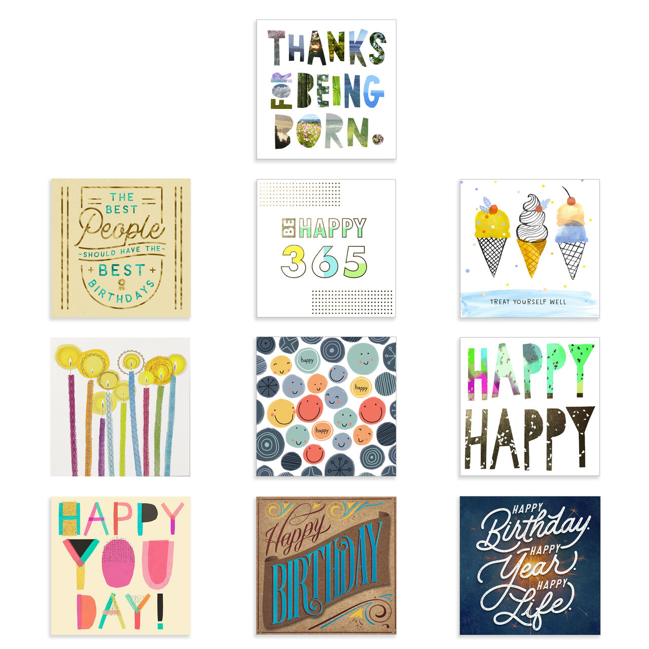 Assorted Square Birthday Cards 50 Pack image number 0