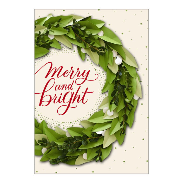 Merry & Bright Paper Wreath Holiday Card