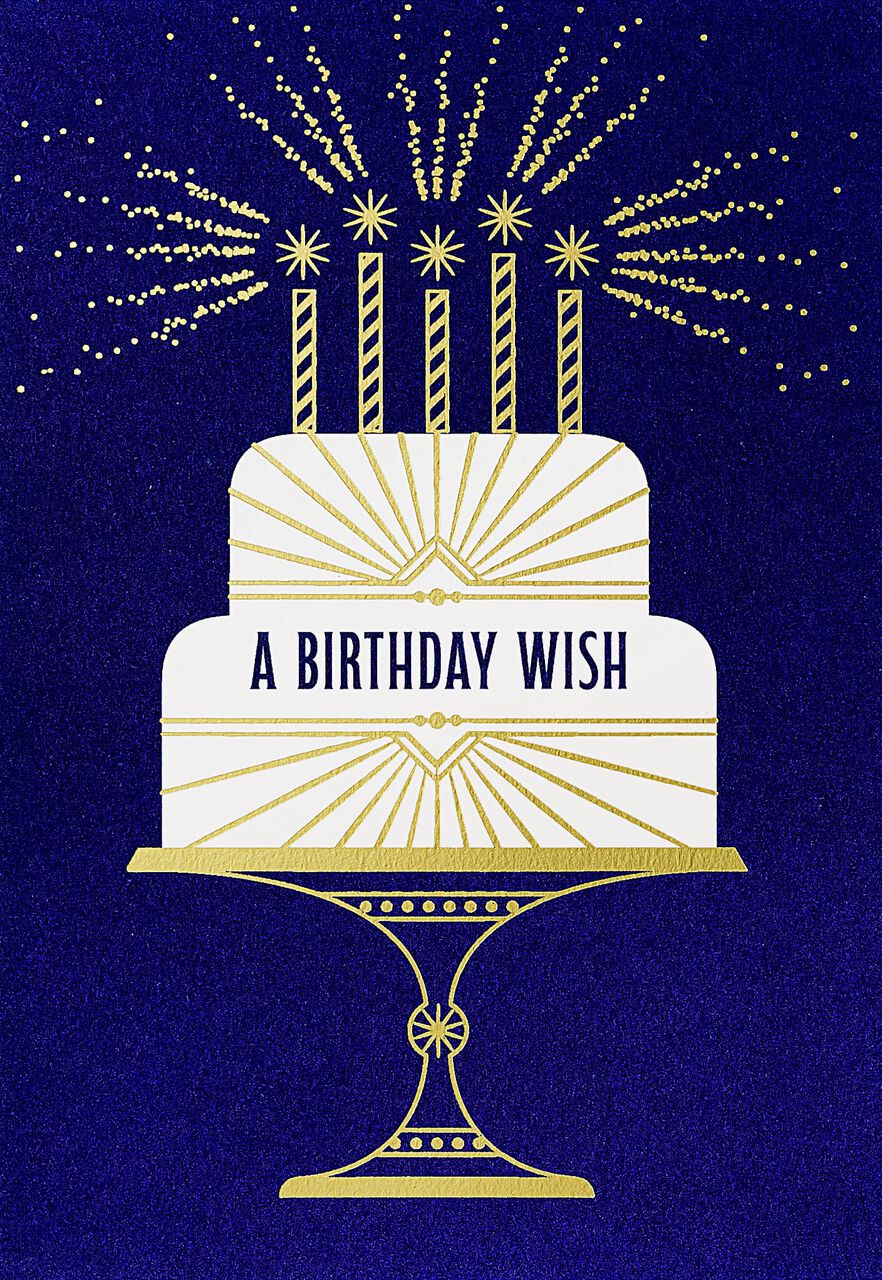 Elegant Cake on Navy Birthday Card