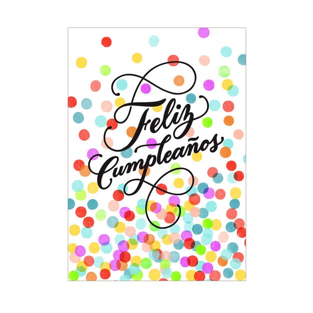 Confetti Celebration Spanish Happy Birthday Card