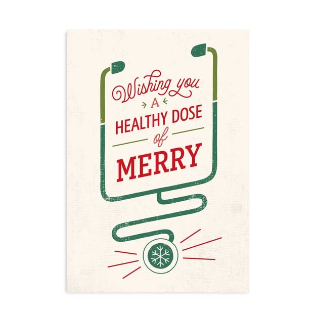 Healthy Dose of Merry Stethoscope Holiday Card