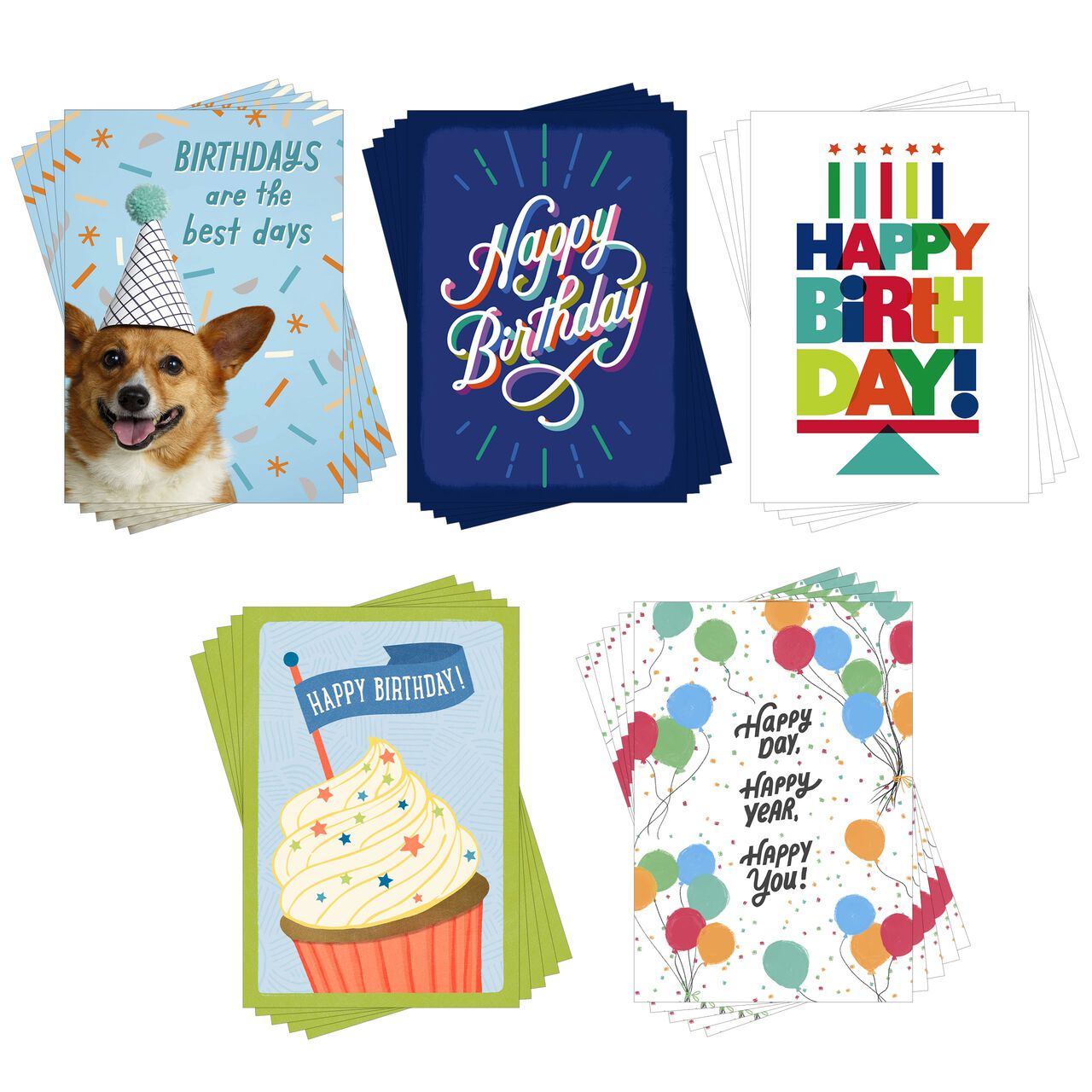 Colorful Collection Assorted Birthday Cards 25 Pack image number 0