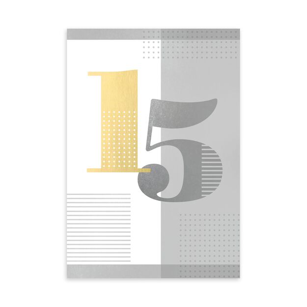 Gold & Silver 15-Year Work Anniversary Card