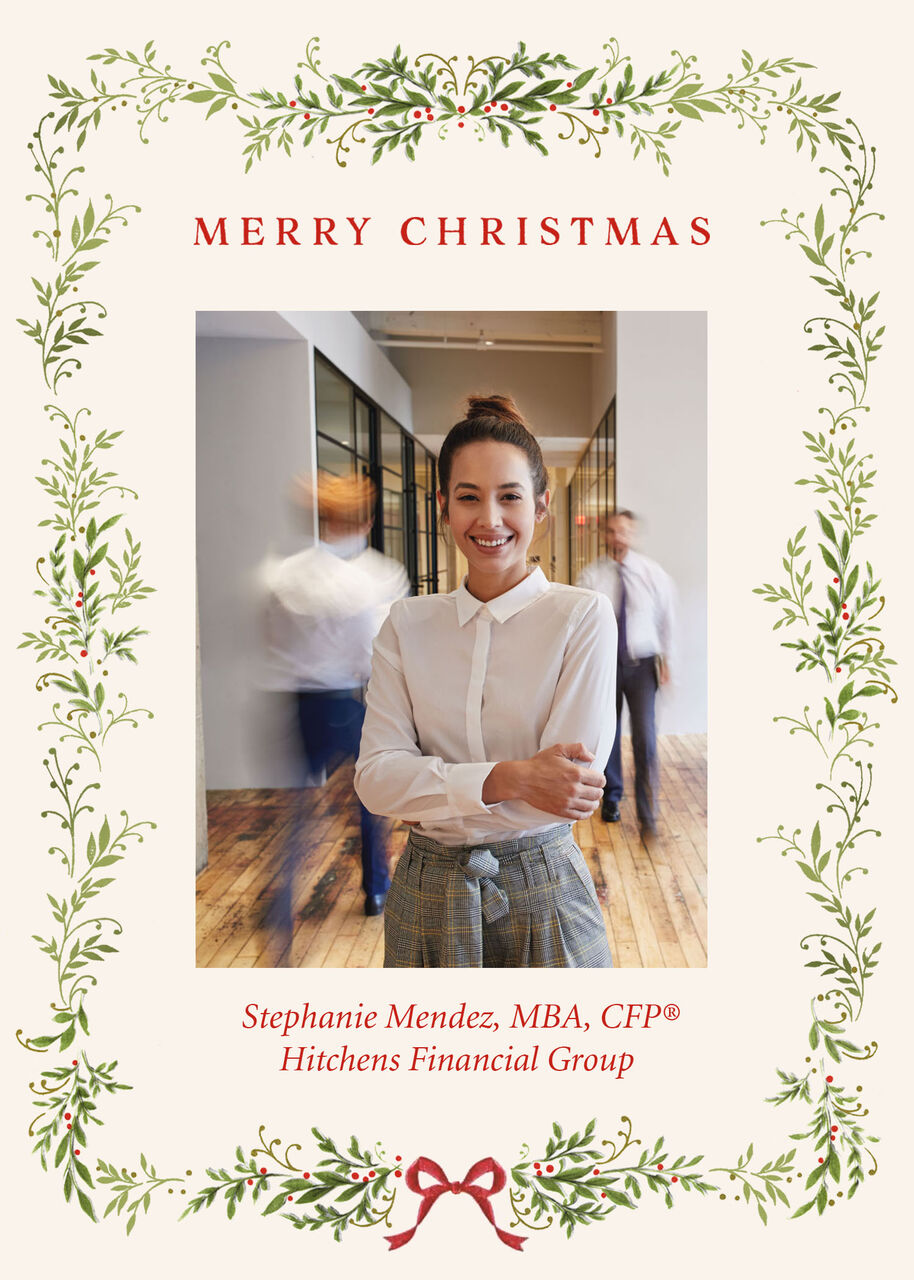 Classic Holly Garland Merry Christmas Photo Card