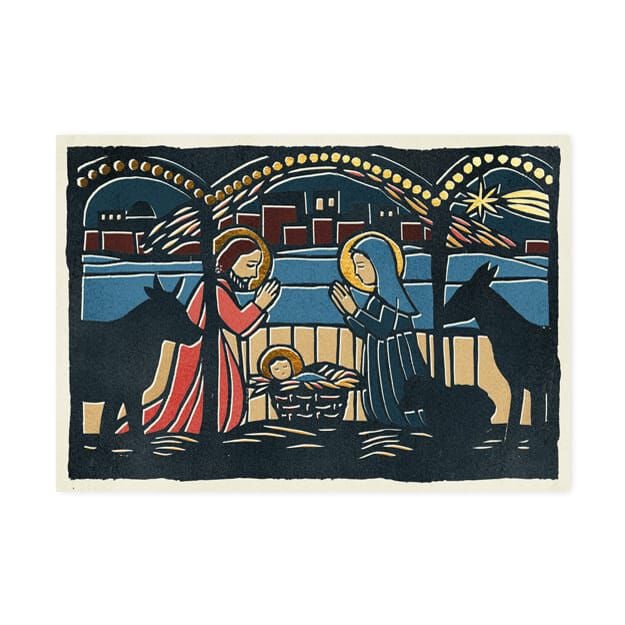 Peaceful Manger Religious Christmas Card