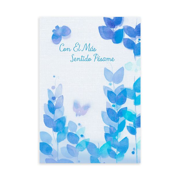 Peaceful Blue Butterfly Spanish Sympathy Card