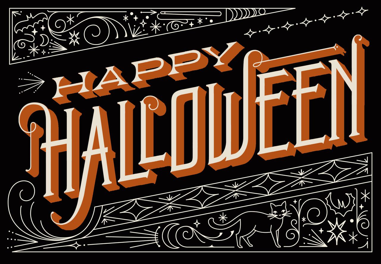 Black & Orange Happy Halloween Card