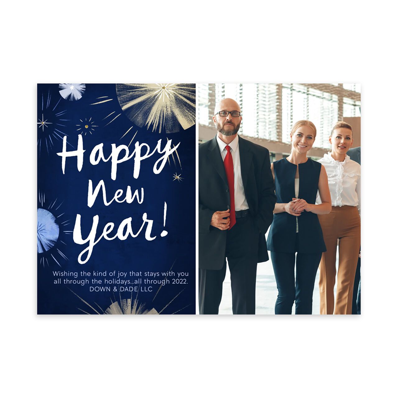 Illustrated Fireworks New Year Photo Card image number 0