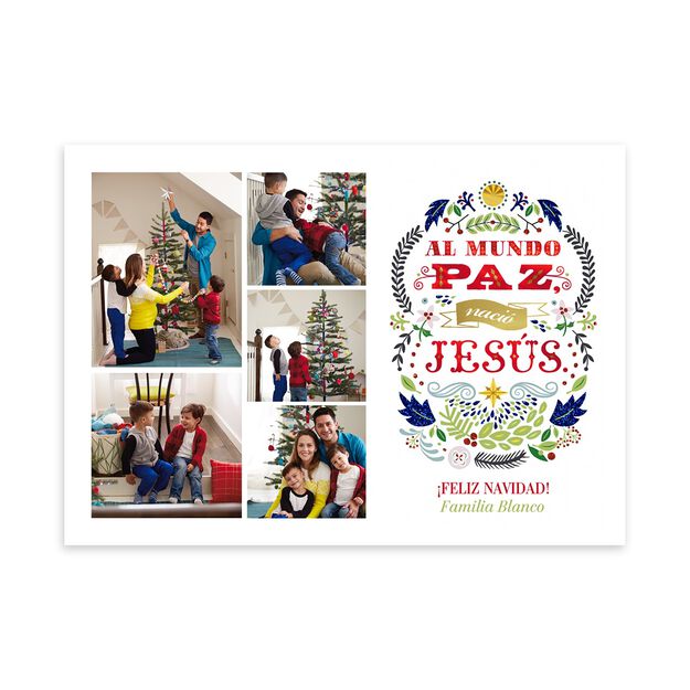 Born to Peace Spanish Christmas Multi Photo Card