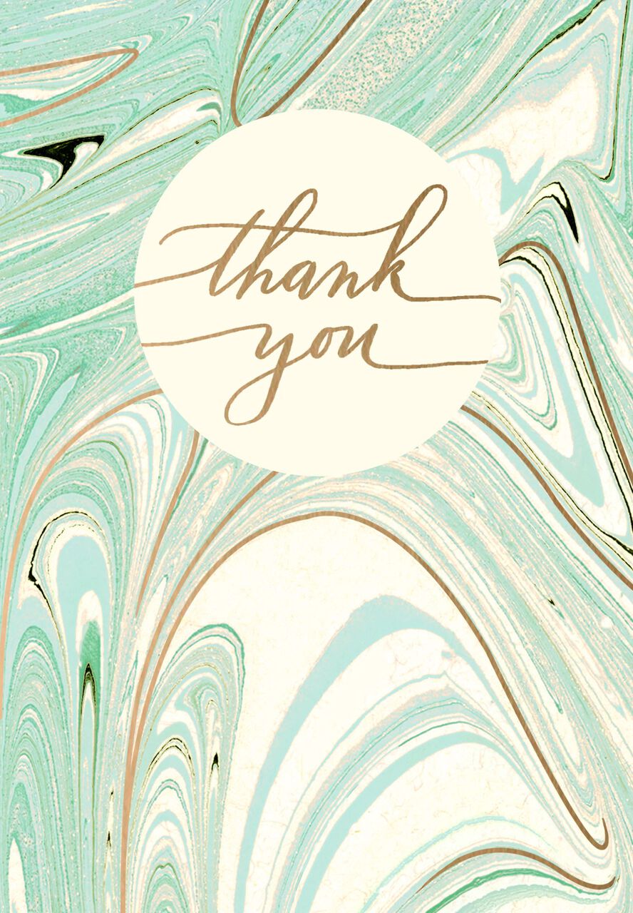 Blue & Gold Marbled Thank You Card