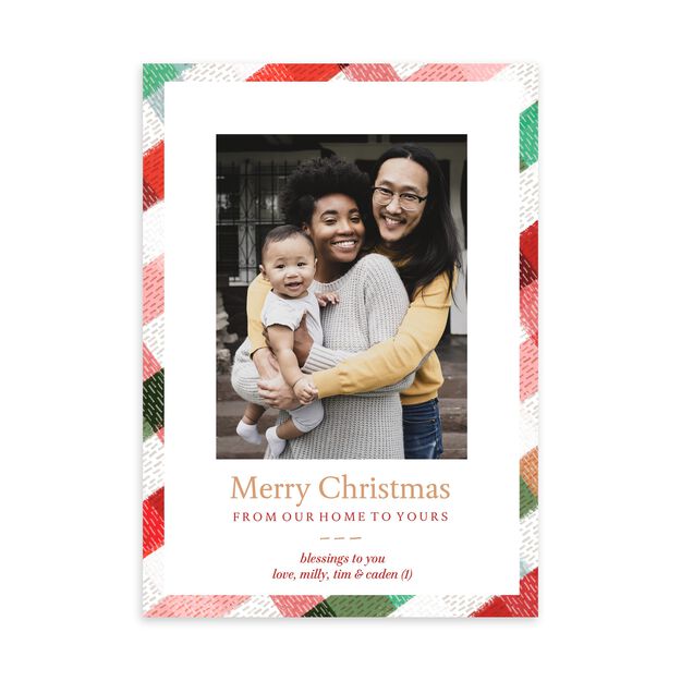 Colorful Plaid Frame Holiday Photo Card