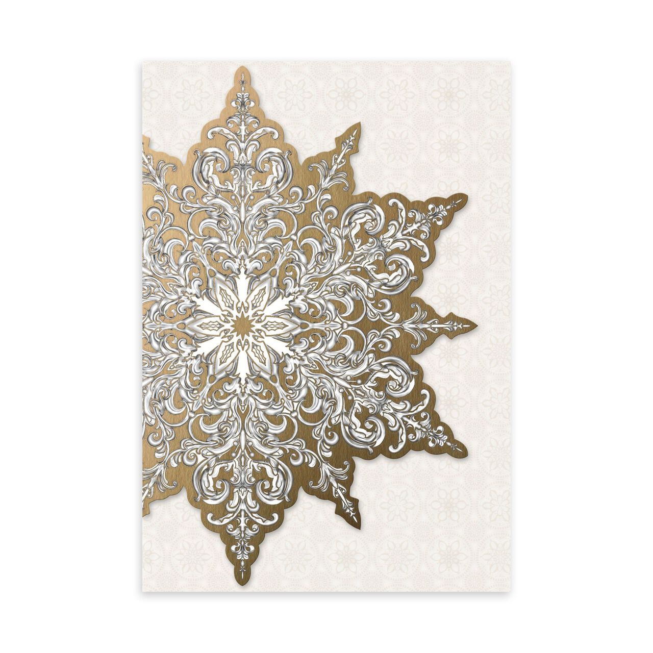 Embossed Gold & White Snowflake Premium Holiday Card image number 0