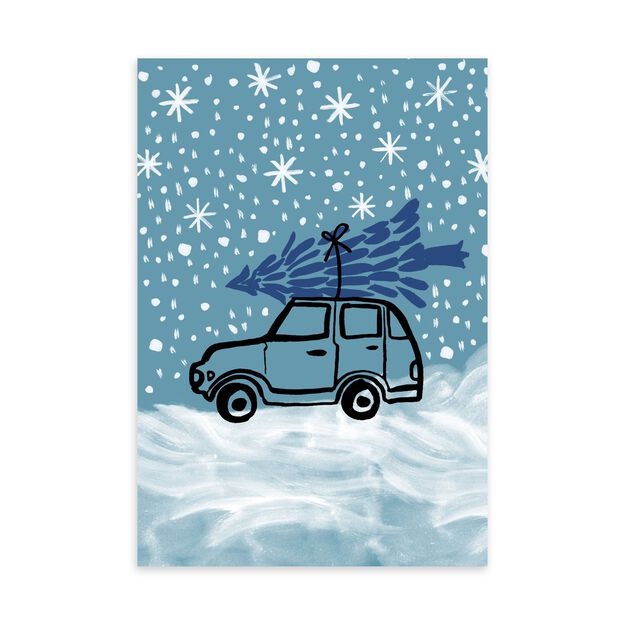 Car with Christmas Tree Holiday Card