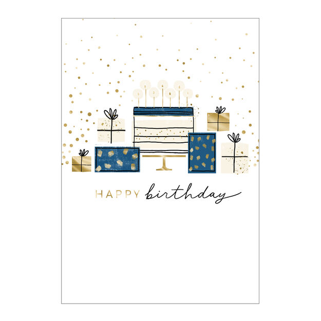 Gifts Stack & Cake Birthday Card