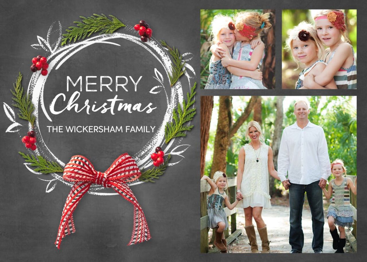 Pine & Chalk Wreath Christmas Multi Photo Card
