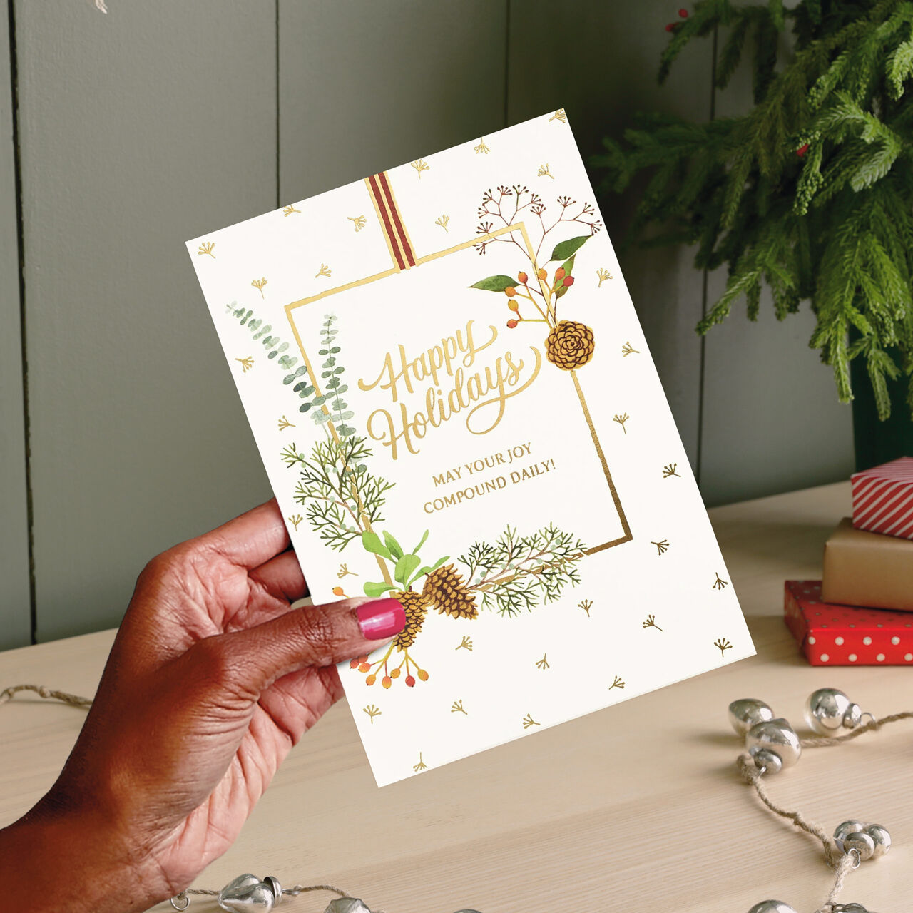 Joy Compounding Daily Winter Botanicals Holiday Card image number 1