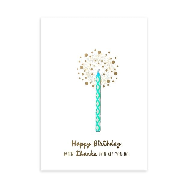 Blue Candle & Appreciation Birthday Card