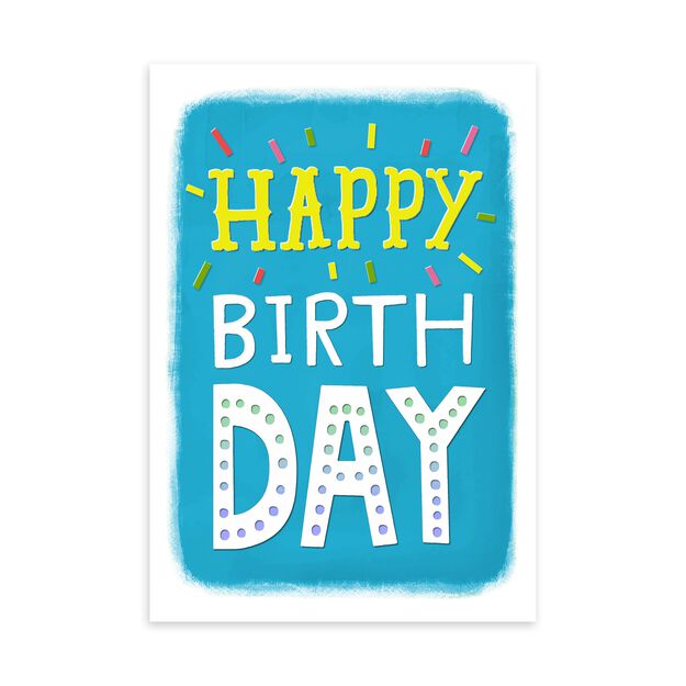 Happy on Blue Birthday Card