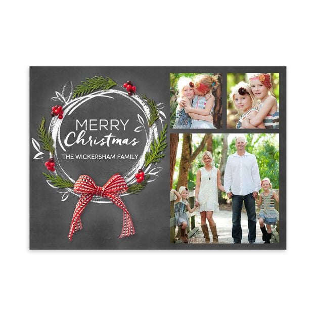 Pine & Chalk Wreath Christmas Multi Photo Card