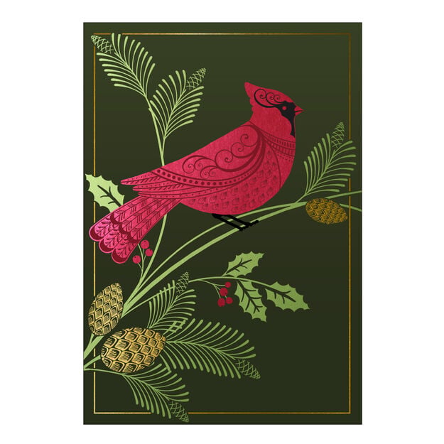 Shimmering Cardinal Premium Holiday Card