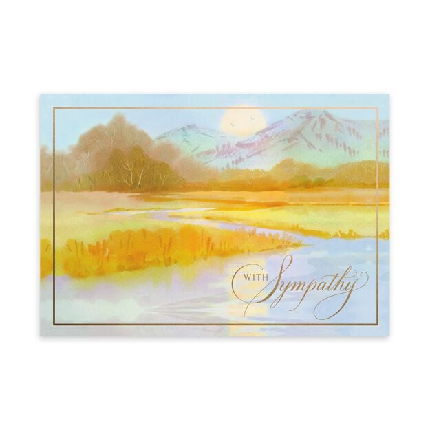 Golden Mountains & River Sympathy Card