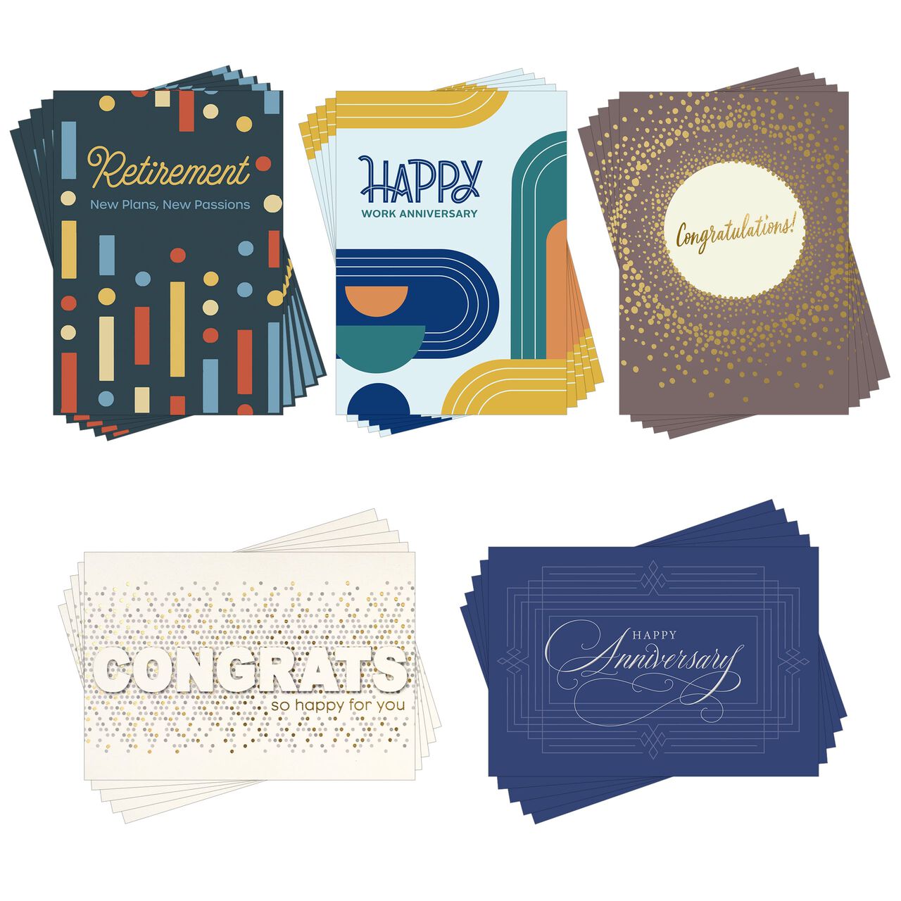 Anniversary, Retirement, Congrats Assorted Greeting Cards 25 Pack image number 0