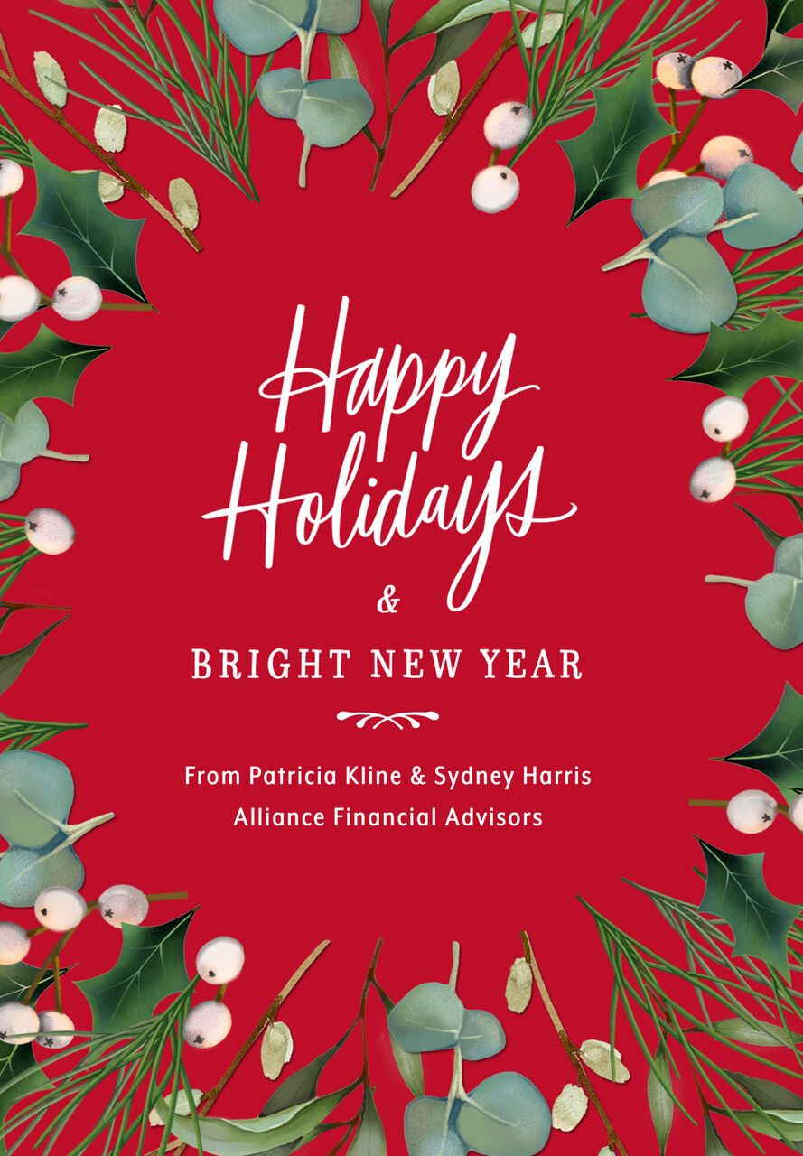 White Holly Berries Customizable Holiday and New Year Card