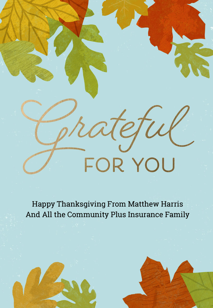 Grateful for You Fall Leaves Customizable Cover Thanksgiving Card