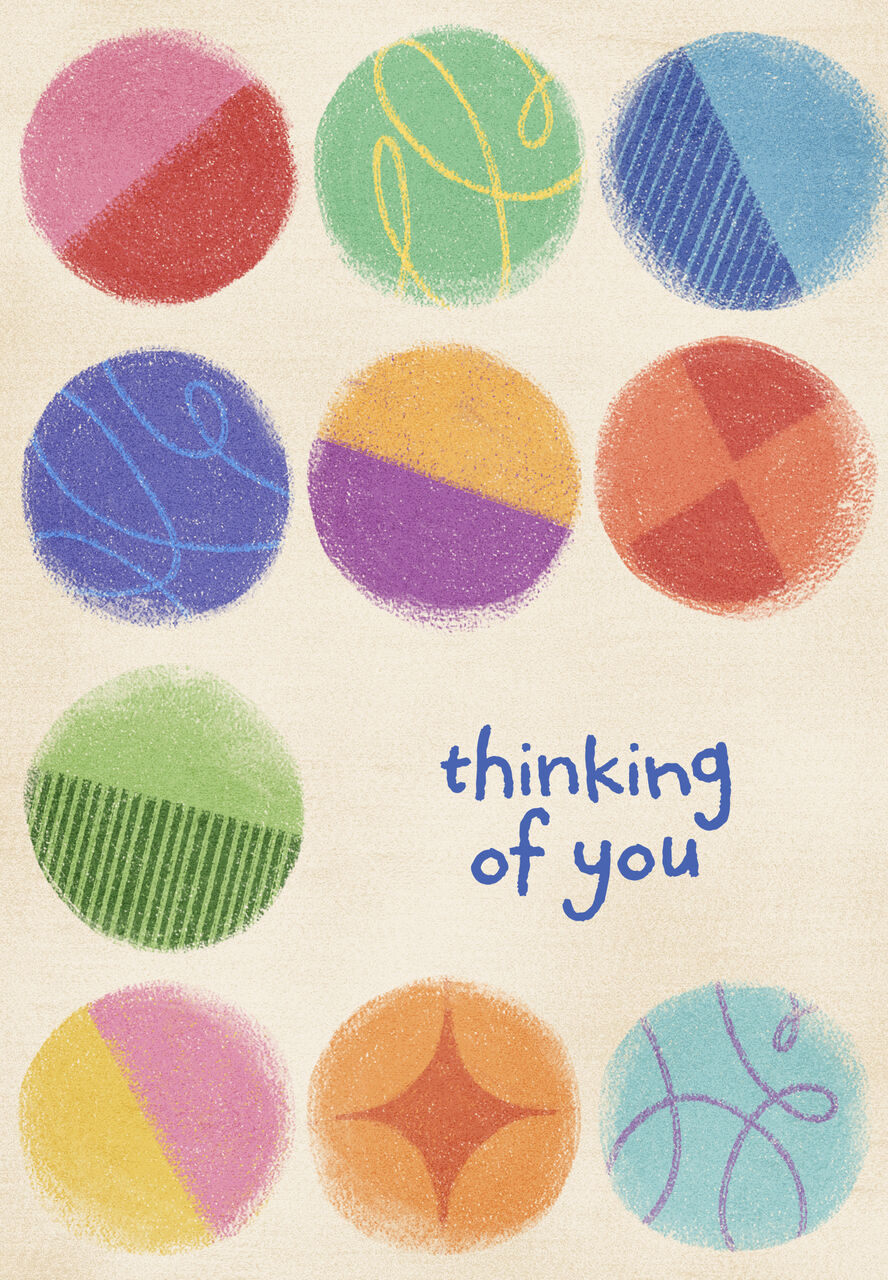 Colorful Textured Circles Thinking of You Card