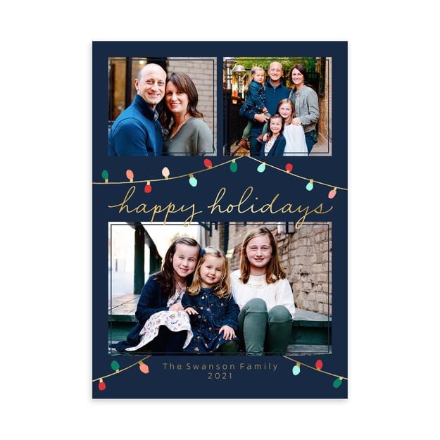 Christmas Lights Happy Holidays Multi Photo Card