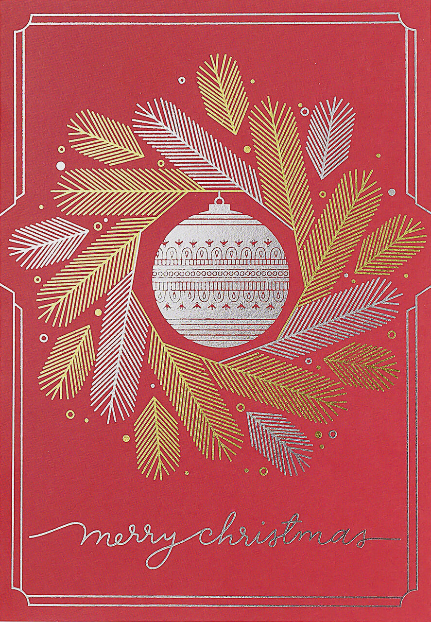 Gold & Silver Ornament Premium Christmas Cards
