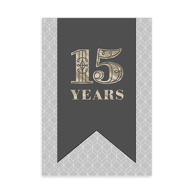 Stenciled Geometric Shapes 15-Year Work Anniversary Card